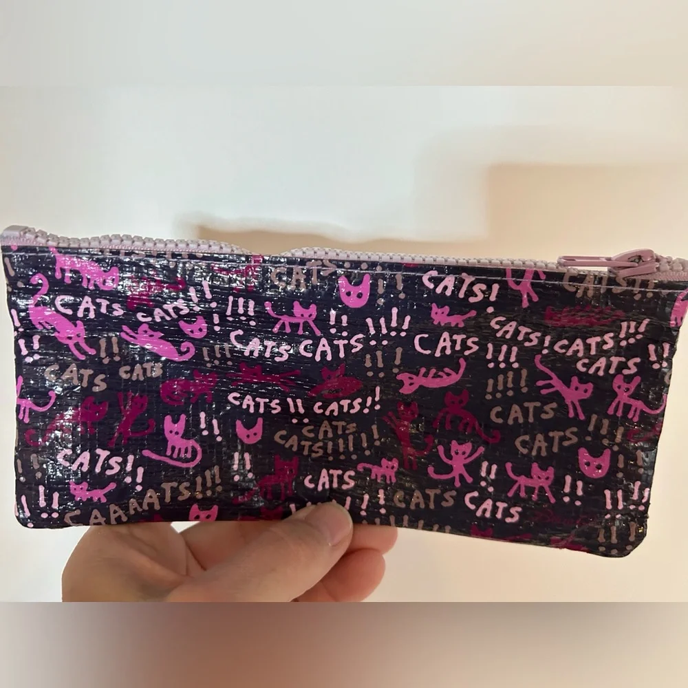 Cats in the Bag! Recycled material  zipper closure‎ bag 8.5” x 4”
